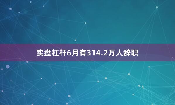 实盘杠杆　　6月有314.2万人辞职